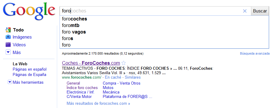 Búsqueda "foro" en Google.